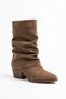 Sermor Women's Classic Heeled Boots with Drawstring Heel Detail in Mink Suede - 5