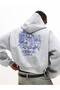 Gray Lisbon Sweatshirt - Printed Oversize Hooded Sweatshirt