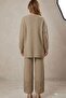 Women's Mink Knitted Openwork Patterned Long Tunic Sweater and Pants Top and Bottom Knitwear Set - 5