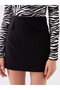 Alita City Lcw Vision Black Polyviscon Plain Women's Short Skirt with a Difference - 4