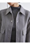 Two Mt Shop Quality Lcw Vision Gray Cashmere Plain Loose & Baggy Women's Jacket - 3