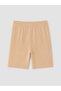 Two Mt Shop Quality Lcw Curve Beige Large Size Elastic Waist Women's Shorts Leggings - 5