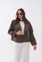 Women's Khaki Double-Breasted Collar Short Trench Coat Pc778 - 6
