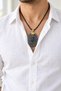 Black Agate Stone Oval Pendant with the Seal of Na'L-I Şerif Hakkani Written on It, Unisex - 4