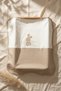 Bunny Embroidered Two-Tone Cotton Baby Blanket - Mocha & Cream Polka Dot Soft Swaddle - 3