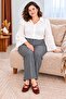 Women's Plus Size High Waist Plus Size Greenish Stretch Fabric Comfort Fabric Pants - 4