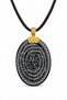 Black Agate Stone Oval Pendant with the Seal of Na'L-I Şerif Hakkani Written on It, Unisex