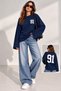 Both Front and Back Printed Oversize Fit Long Sleeve Hoodless Pocketless Women's Sweetshirt