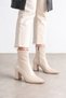 Women's Patent Leather Beige New Season Pointed Toe Stylish Heeled Boots