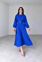 Belted Pleated Slit Pleated Dress - 2