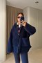 Hooded Long Fleece with Pockets - Dark Blue - 5