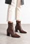 Women's Brown Stretch High Heel Pointed Toe Heeled Boots 9(cm) - 3
