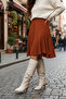 Women's Beige Drawstring Heeled Boots - 2