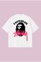 Bape X Stussy Printed Oversize Boxy Cut Unisex 100% Cotton Tshirt |   Streetwear