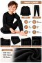 Children's Thermal Underwear Set Black Bottom Top Long Sleeve Winter Unisex 3-14 Years - 8