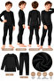 Children's Thermal Underwear Set Black Bottom Top Long Sleeve Winter Unisex 3-14 Years - 5