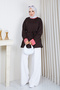 Lace-Up Oversize Tunic – Comfortable Fit Hijab Tunic with Striped Cuff Detail – Casual Tunic - 2