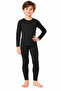 Children's Thermal Underwear Set Black Bottom Top Long Sleeve Winter Unisex 3-14 Years