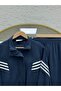 Dilcan Side Striped Waist-Tightening Pique Set-Ml1009 Navy Blue - 3
