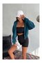 Women's 3-Strand Combed Cotton Zippered Crop Cardigan