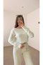 Boat Neck Braided Hair Braided Soft Knitwear Sweater - Ecru - 4