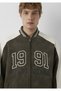 M0110724 Jeans Embroidered Faux Suede Jacket Men's Coat Green - 8