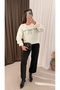 Bowknot Embroidered Half Turtleneck Knitwear Sweater - Ecru - 4