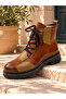 Genuine Leather Patchwork Detailed Lace-Up Boots Model Name: Parvati - 3