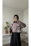 Crew Neck Gold Buttoned Knitwear Cardigan - Mink - 2