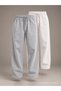 Men's 2-Piece Linen Trousers Light Gray - White