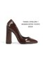 "Stiletto" Brown Patent Leather Pointed Toe Closed High 11 cm Covered Heel New Season - 2