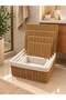 4-Piece Covered Wicker Fabric-Lined Rattan Organizer Basket Trn603 - 4