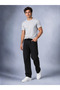 Men's Black 3-Strand Sweatpants Baggy Wide Leg Winter Cotton Combed Cotton with Fleece Inside - 2