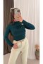 Sandy Blouse with Star Buckle on the Shoulder - Emerald Green - 3