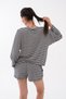 Crew Neck Long Sleeve Drop Shoulder Oversize Striped Women's T-Shirt Premium Viscose - 6