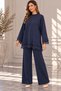 Plus Size Sleeve Skirt Tulle Detailed Knitwear Sweater Navy Blue