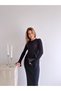 Ribbed Long Sleeve Ruffle Detailed Midi Knitwear Dress Aw26El0004 - 3