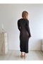 Ribbed Long Sleeve Ruffle Detailed Midi Knitwear Dress Aw26El0004 - 4