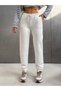 Women's 3 Threaded Fleece-Lined Elastic Waist Lace-Up Jogger Sweatpants - Brown - 2