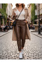 Women's High Waist Pocket Leather Pants