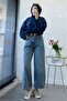 Premium Barrel Cut Beltless Jean Trousers - Blue - 3
