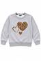 Girl's Cotton Fabric Gray Color Heart Leopard Patterned Sleep Bandage Hooded Long Sleeve Winter Tracksuit Set - 4