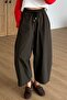 Brown Olive Checked Pants with Elastic Waist Per51473 - 2