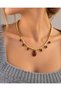 Gold Color Stone Necklace Stylish Women's Necklace with Brown and Cream Color Options - 7