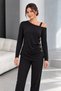 Women's One-Shoulder Open Strap Detailed Long Sleeve Side Buttoned Asymmetrical Viscose Blouse