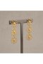 Matte Gold Color Triple Daisy Flower Dangle Long Earrings Minimalist Special Occasion and Daily Wear Jewelry