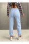 Women's 3 Threaded Fleece-Lined Elastic Waist Lace-Up Jogger Sweatpants - Baby Blue - 4