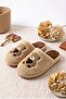 Women's Teddy Bear Embroidered Plush House Slippers Closed Toe Open Back Soft Warm Winter Comfortable Slippers - 3