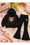 Girl's Hooded Sweatshirt Spanish Style Leggings Set Printed 3 Yarn Rastered Winter Set