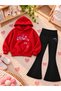 Girl's Hooded Sweatshirt Spanish Style Leggings Set Printed 3 Yarn Rastered Winter Set